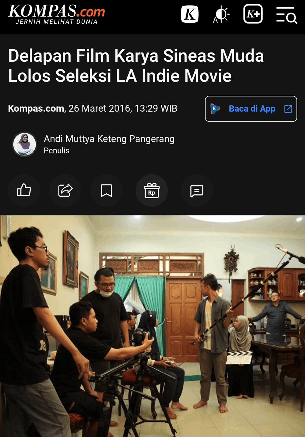 Liputan Kompas.com - Delapan Film Karya Sineas Muda Lolos Seleksi LA Indie Movie